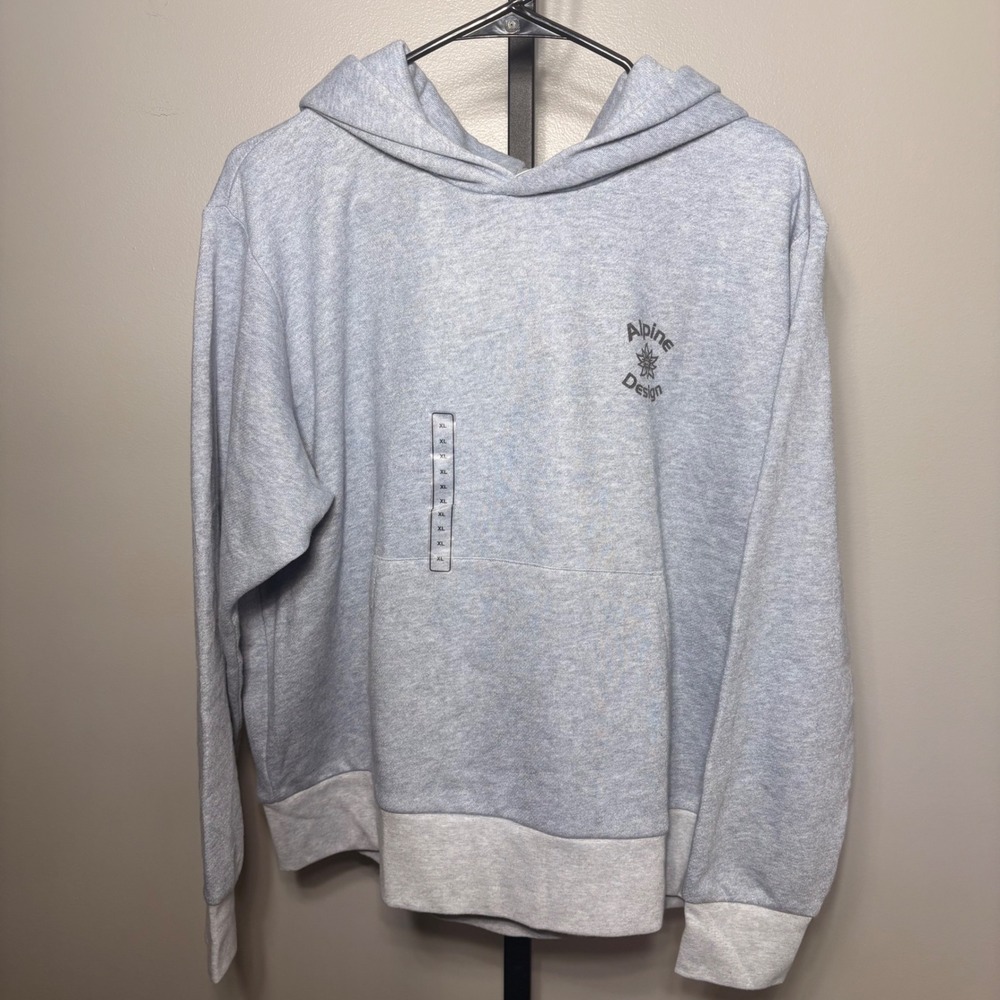 Alpine Design Womens XL‎ Light Blue Heathered Pullover Hoodie Sweatshirt Logo